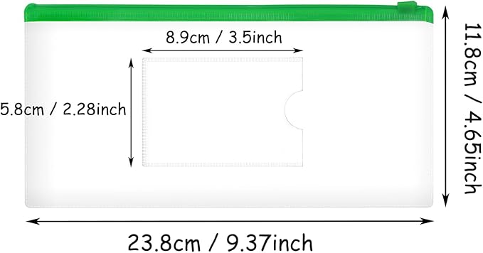 4PCS Clear Plastic Envelopes File Folders with Pockets PVC Pencil Case Pouch Zipper Storage Bags for Documents Cash Puzzles Travel Organizing Art Craft School Office Supplies, 9.4 x 4.7inch