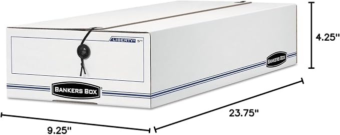 Bankers Box LIBERTY Check and Form Boxes, Standard Set-Up, String and Button, 9 x 23 x 4 Inches, Case of 12, (00002)