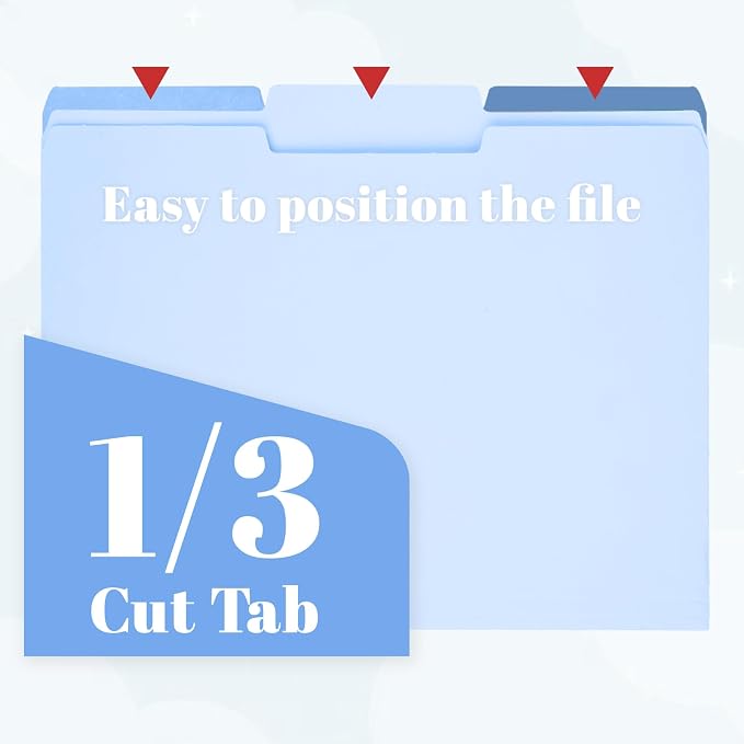 24 Pack Blue File Folders, Envelopes Letter Size Manilla Folders with 1/3 Cut Tab, 4 Gradient Colors Pastel Document Organizer, Bulk Blue Desk Accessories & Office School Supplies