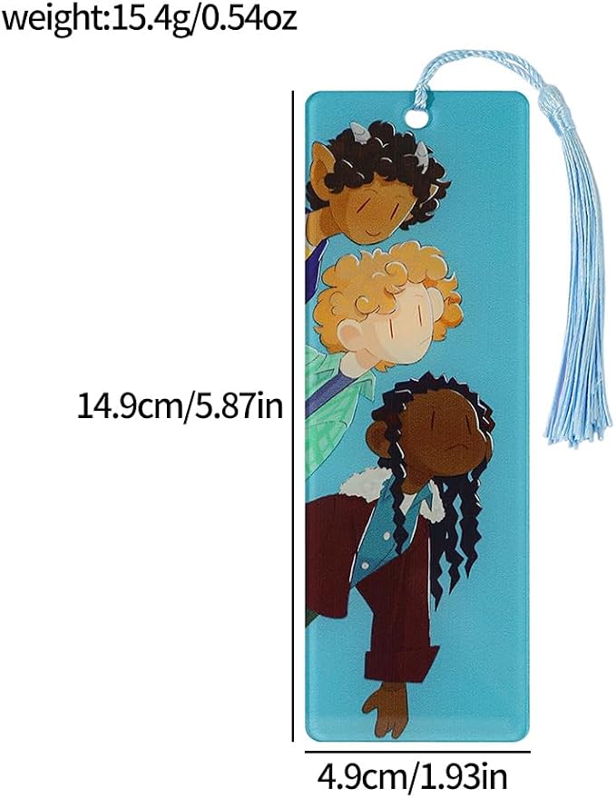 2Pcs Percy Jackson Bookmarks with Tassels, Cute Cartoon Character Book Marks for Book Lovers, Camp Half Blood Gifts for Readers (2PCS-PJO)