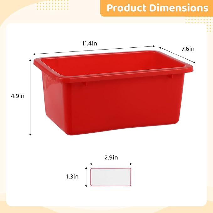 12 Pcs Plastic Cubby Bins with Labels, Plastic Storage Bins and 36 Self-Adhesive Labels, Office Storage Container Assorted Color, Stacking Home Organizer Bin, Classroom Toy Organizing Box