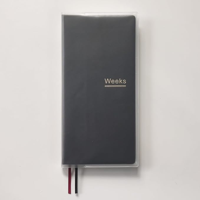 A6 Weekly Planner Undated Weeks Portable Size Organizer Appointment PU Leather Journal Pocket Notebook (Black with cover)
