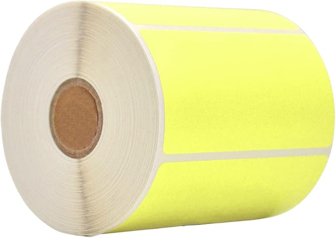 WOD Pastel Yellow Direct Thermal Label Rolls - 4 x 2 inch, 725 Nametag Stickers per Roll, Permanent Adhesive for Color Coding, Labeling, Inventory Management at Home, Business, and Classroom.
