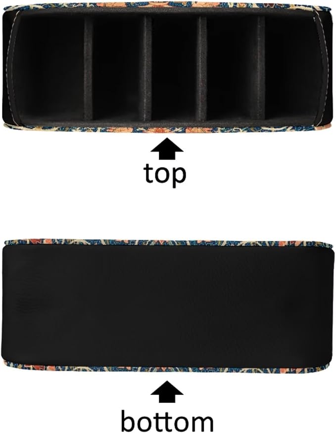 William Morris Fruit Print TV Remote Control Organizer PU Leather Desktop Storage Box,Table Caddy,Desktop Storage for Media Players/Controllers/Eyeglasses/Makeup Brushes/Pens