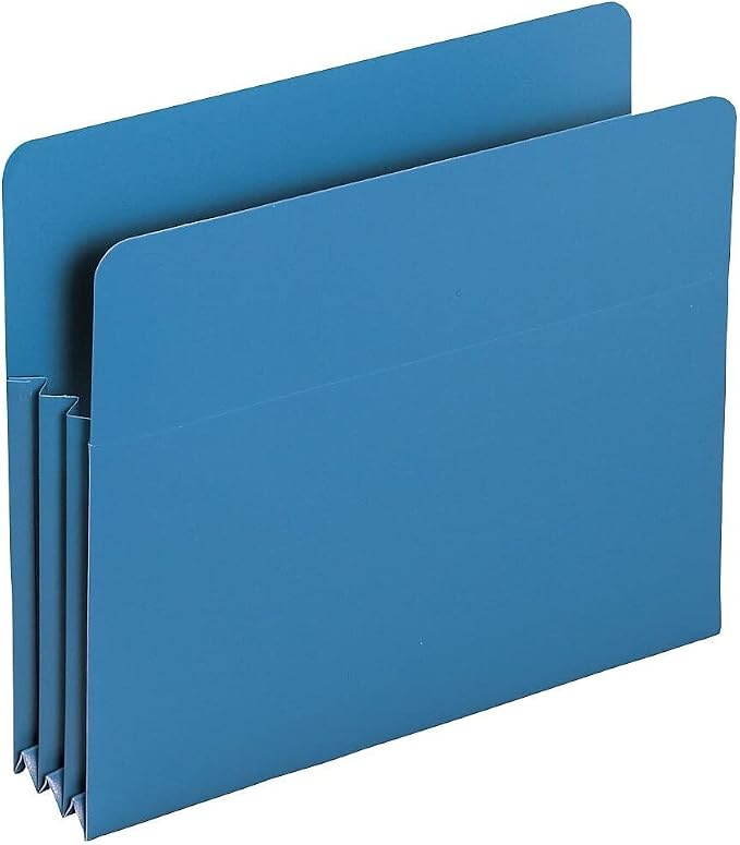 Smead Poly File Pocket, Straight-Cut Tab, 3-1/2" Expansion, Letter Size, Blue, 4 per Box (73503)