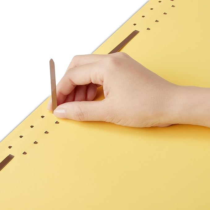 Staples Reinforced Tab Fastener Folder, Letter Size, Yellow Pressboard, Durable Construction, 50/Box