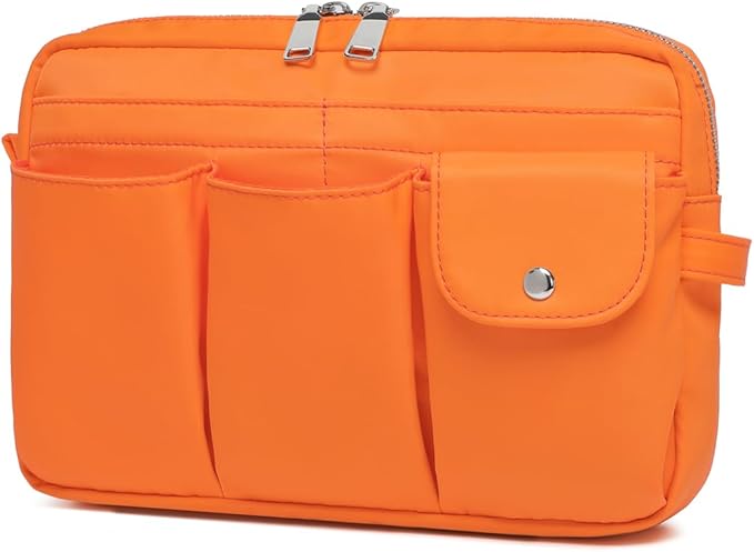 Storage Bag-arge Cosmetic Bag for Women Travel Makeup Bag Zip Up Bag Pure Cotton Canvas Can be Suspended (Orange Red)