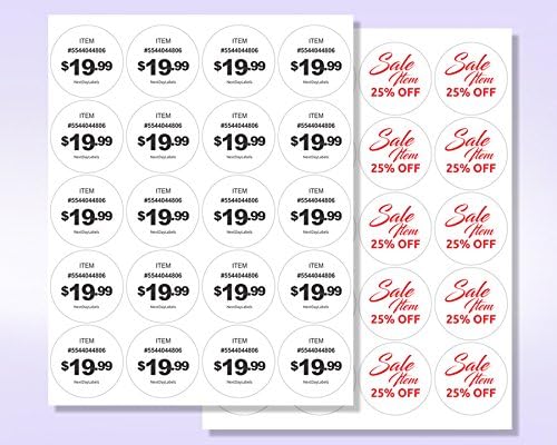 NextDayLabels 2 Inch Round Circle Stickers White Blank Labels for Laser Inkjet Printer - 20 Per Sheet Self-Adhesive Jar Candle Product Packaging Made in USA - 5,000 Labels