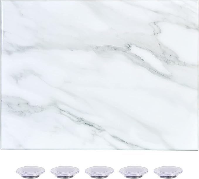 Marble Print Magnetic Dry Erase Board, 12 x 16 inches Decorative White Board for Wall with Design, Frameless Dry Erase Board for Wall, Magnets Included（DLS,4030,1pc）