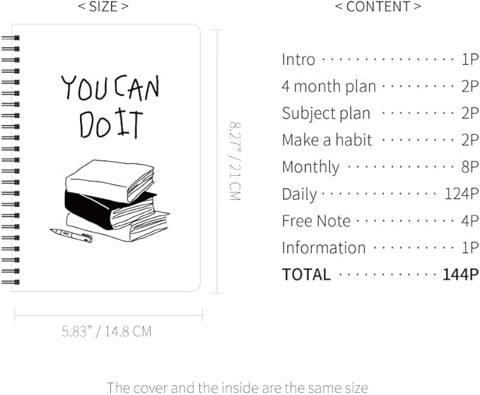 Monolike Little Doodle 4 Month Study Planner, Books - Academic Planner, Weekly & Monthly Planner, Study plan