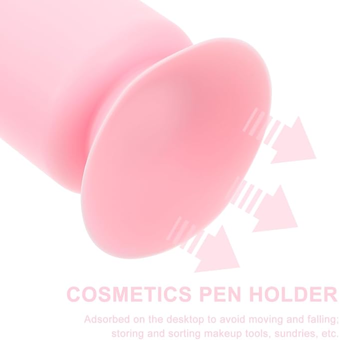 FOMIYES Makeup Brush Holder with Suction Cup Multipurpose Pen and Cosmetic Organizer for Desk and Vanity 3.9 Inch Compact Storage for Brushes Pens and Beauty Tools