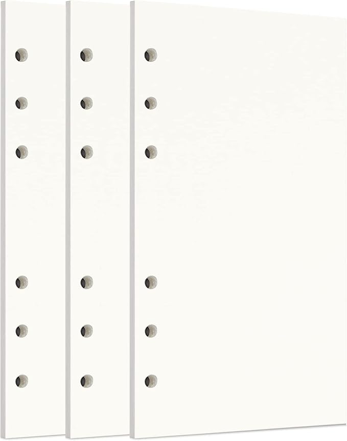 Zelten 3 Pack A6 135 Sheets/270 Pages Blank Loose Leaf Punched Paper Refills Paper for 6 Hole Binder Personal Organizer Diary Notebook Refillable Planner