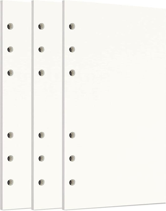 Zelten 3 Pack A6 135 Sheets/270 Pages Blank Loose Leaf Punched Paper Refills Paper for 6 Hole Binder Personal Organizer Diary Notebook Refillable Planner