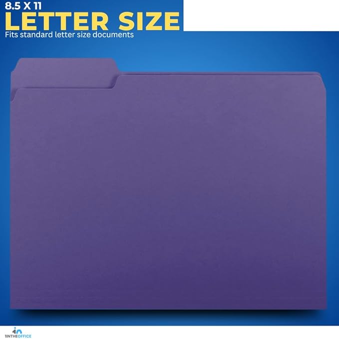 1InTheOffice Purple File Folders Top-Tab File Folders, 3 Tab, Purple, Letter Size, 24/Pack