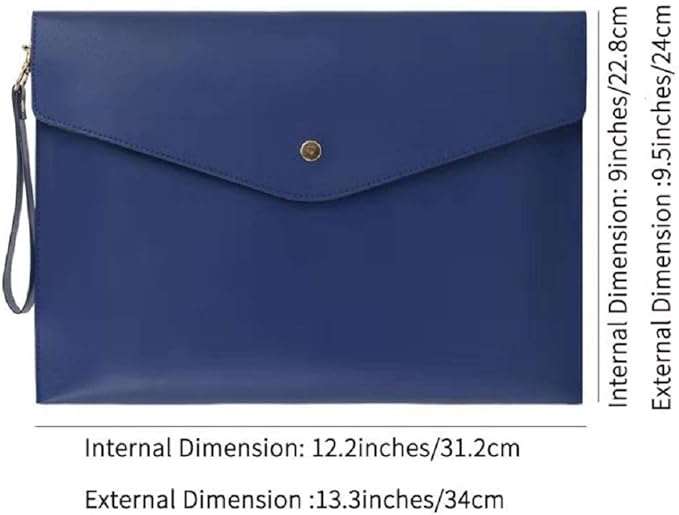 Wonderpool A4 Real Leather Multifunction Portfolio Envelope File Holder for Paper Document Stationery Organizer and Tablet Case PC Sleeve (Blue)