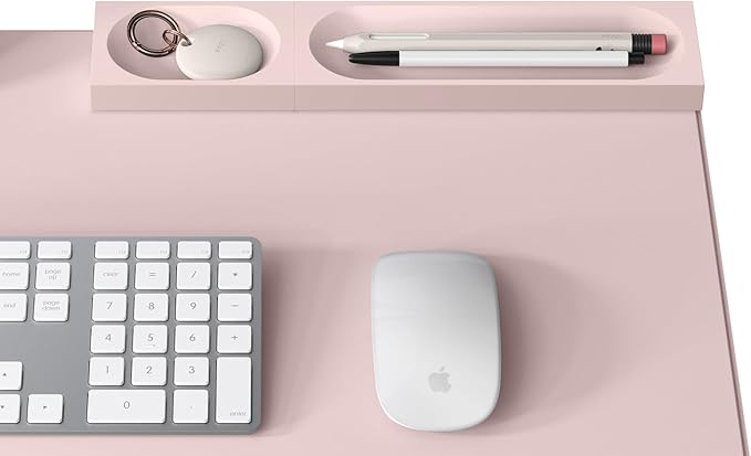 elago Smart Magnetic Desk Mat Pencil Tray – Soft Silicone Organizer for Office Supplies, AirPods, Glasses, Pens – Noise-Free, Washable, Item for Desk Management [Medium-Small Set] (Lovely Pink)