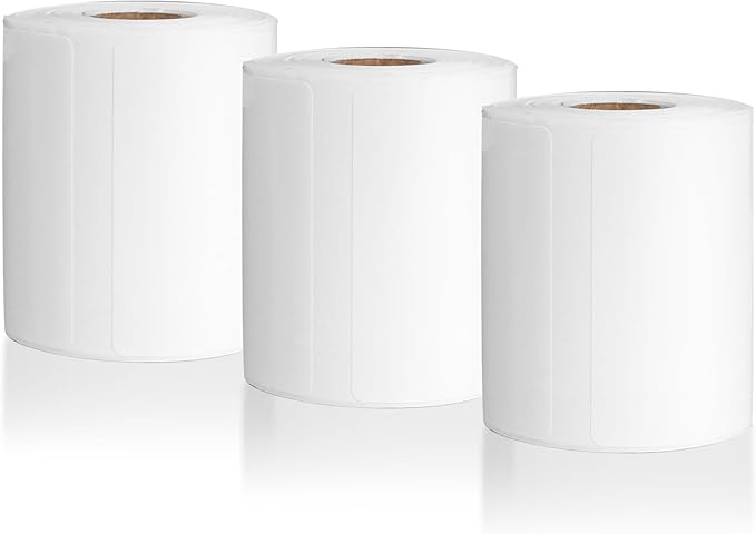 3 Rolls Thermal Label Tape Label Print Stickers 1.97''x3.15''(50x80mm) Self-Adhesive Tape 80 Labels Per Roll (White, 1.97"x3.15")