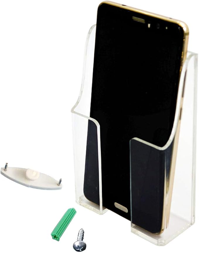 Media Organizer Storage Box Acrylic Transparent Wall Mount Mobile Phone Holder Remote Control (Single Grid)