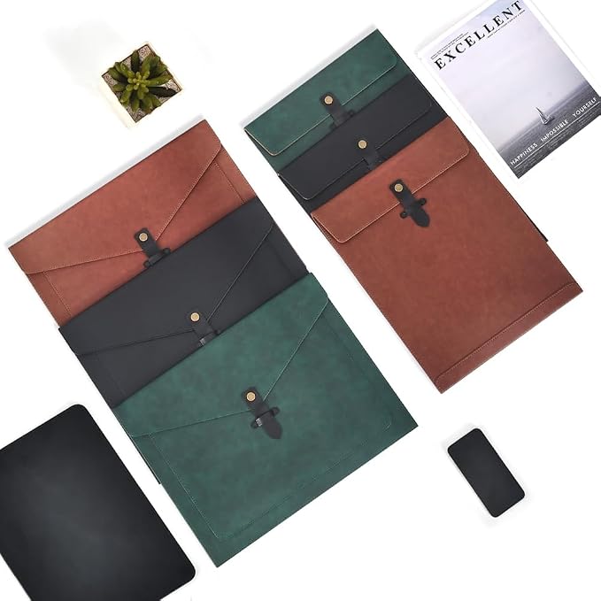 Pink PU Leather File Folder, Snap Closure File Organizer, Important Document Folder, Document Organizer, Laptop Sleeve Notebook Case, Leather Folder A4 Envelopes Filing Folder
