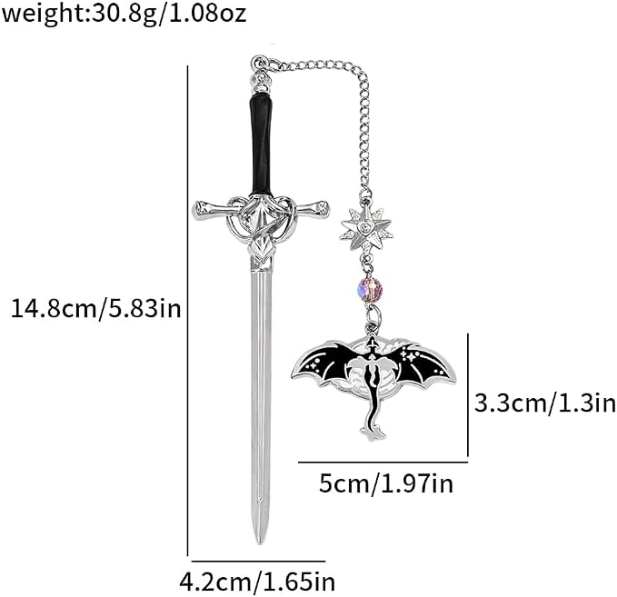 Fantasy Fourth Wing Dragon Sword Bookmarks - Fourth Wing Fans Page Markers Cool Bookmarks for Men Fantasy Dragon Gifts for Male Readers as Birthday Gifts (Dragon Bookmark Set 8)