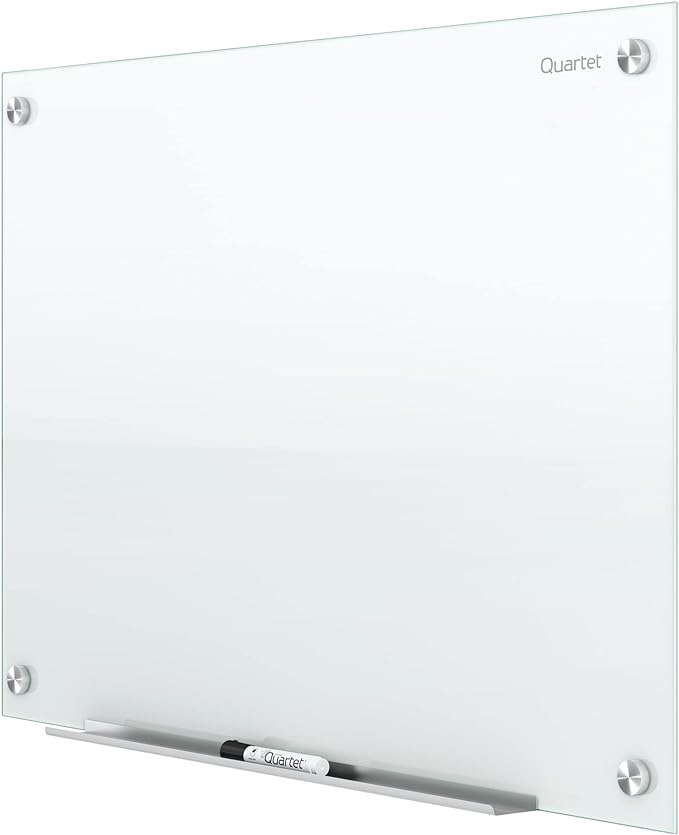 Quartet Whiteboard, Glass Dry Erase Board, Non-Magnetic, 48"W x 36"H, Infinity Frameless Mounting, White Surface, Accessory Tray, and 1 Dry Erase Marker (G4836NMW)