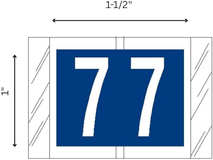 Tabbies Original COL'R'TAB 11000 Series Numeric Labels, Blue, 7", 1" H x 1-1/2"W, Heavy Duty Paper & Fade-Resistant, Made in the USA, 500 Labels/Roll