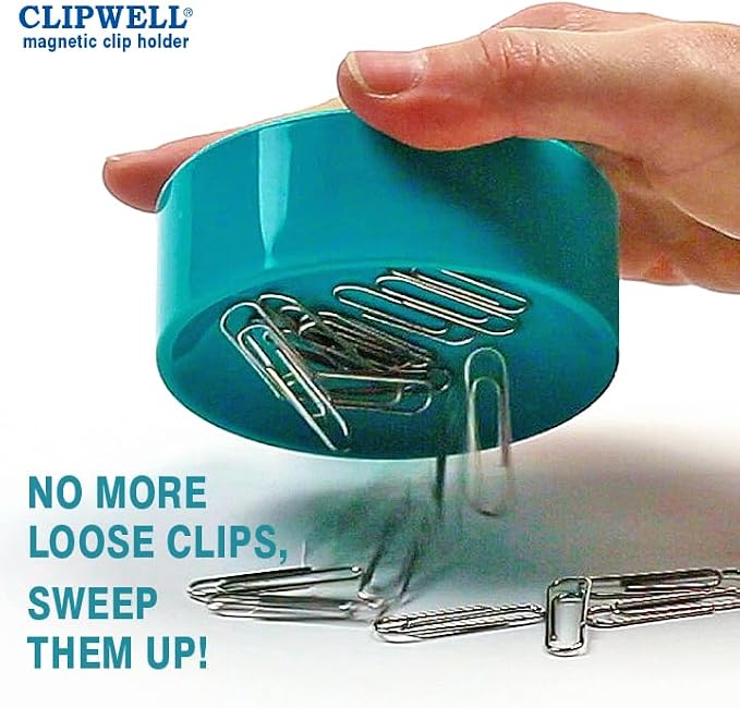 Clipwell Magnetic Paper Clip Holder - Easy Toss & Pick-Up - Holds Various Metal Parts - Powerful Sweep-Up Magnet - Ideal Locker Accessory & Home & Office Organizer - Yellow