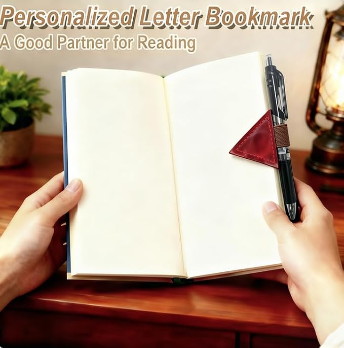 Vintage Mark Bookmark with Pen Holder, Magnetic Leather Bookmarks for Men Women Kids Book Lovers, Personalized Magnet Bookmark Clip Page Markers for Student Teacher Gifts Reading Accessories