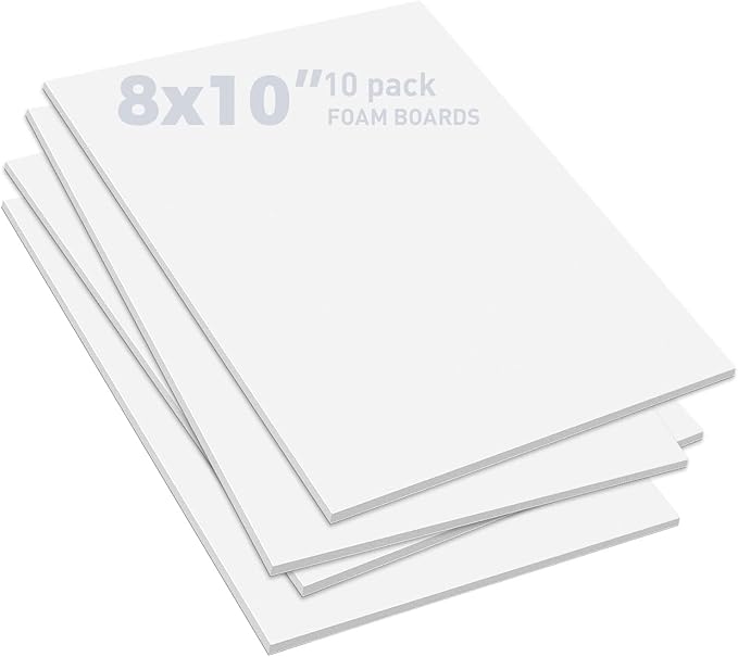 Golden State Art, Pack of 10, 1/8" Thick, 8x10 White Foam Boards (8x10, White)