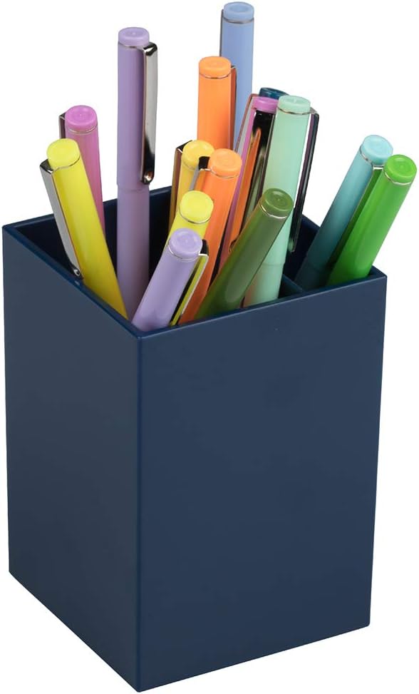 JAM PAPER Plastic Pen Holder - Navy Blue - Desktop Pencil Cup Sold Individually