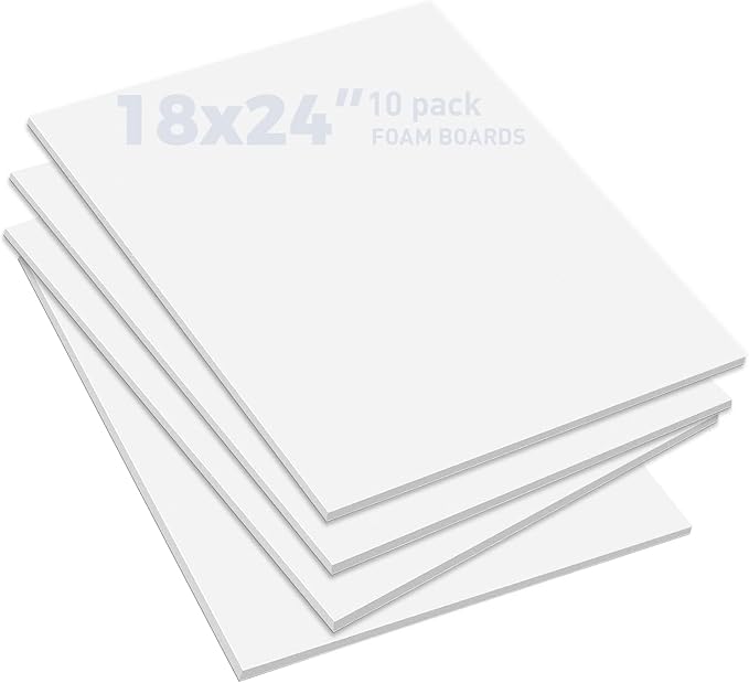 Golden State Art, Pack of 10, 1/8" Thick, 18x24 White Foam Boards (18x24, White)