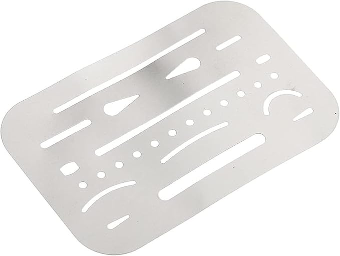 1Pc White 3.7''x2.4'' Stainless Steel Erasing Shield 26 Apertures Letter Craft Drawing Drafting Tool Convenient Handled，Drafting Tools and Drafting Kits，Education and Crafts