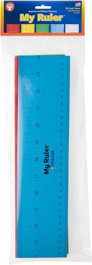 Hygloss Paper Ruler - 36" Bulk Yardsticks for Classroom, STEM, Easy-to-Read Numbers, Bold Color Cardstock, 24 Pack