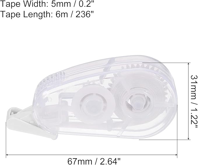 PATIKIL Mini Correction Tape, 6 Pack White Out Correct Tape Eraser Tapes Transparent Dispenser Supplies for Office Home