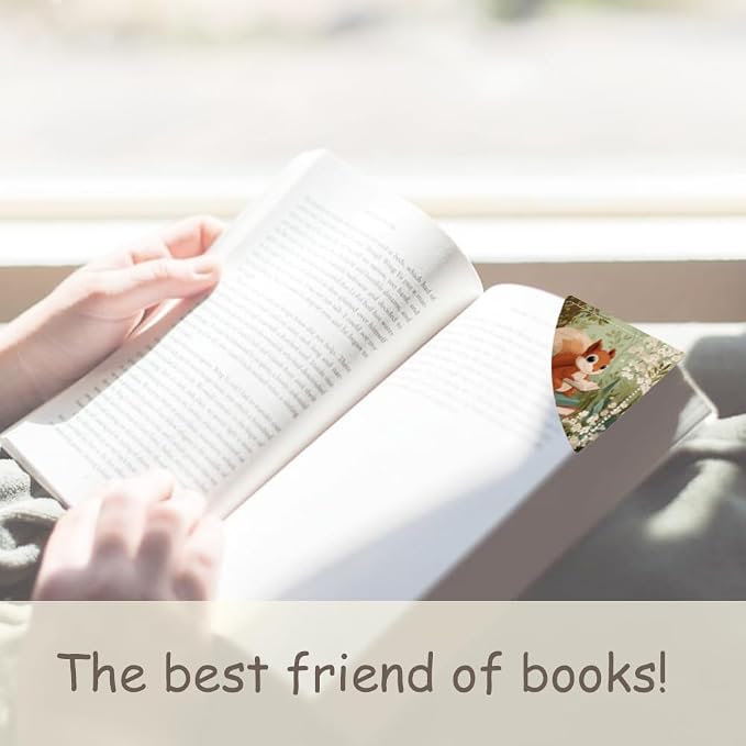 2PCS PU Leather Bookmarks 3.5x3.5 Inch Squirrel Floral Reading Design | PU leather bookmarks with squirrel floral reading design for story books, journals, study notes, young readers and book fans