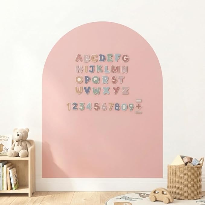 CAALMA Magnetic Wall Decal 40 x 32 - Magnetic Chalkboard for Wall - Strong Adhesive with Aesthetic Magnetic Letter, Chalk and Cloth (Dusty Pink)