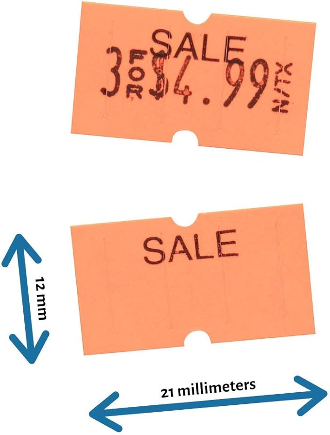 Perco 1 Line Fluorescent Green Labels - 1 Sleeve, 8,000 Blank Pricing Labels Bundled w Perco Sale Labels for Perco 1 Line Labeler Gun, Fluorescent Red - 1 Sleeve, 8,000 Labels