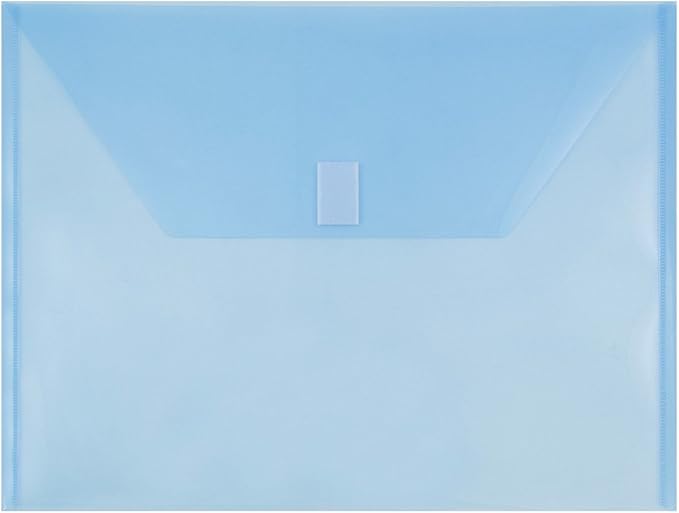 JAM PAPER Plastic Envelopes with Hook & Loop Closure - Letter Booklet - 9 3/4 x 13 - Blue - 12/Pack