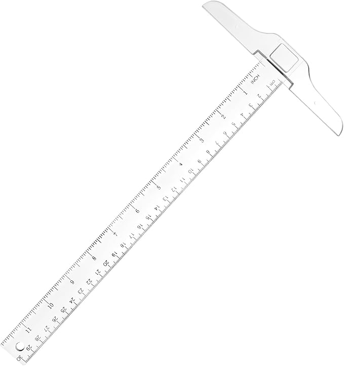 12 Inch/30 cm Plastic T-Square Transparent T-Ruler Drafting T Square Inch Metric Measuring Scale Ruler Clear Crafting Rule for Drafting, Art Framing