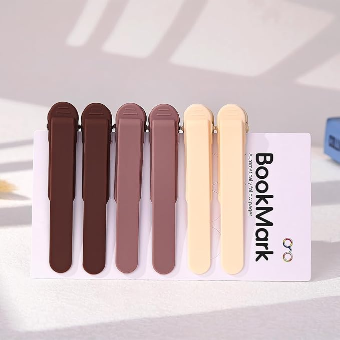 6Pcs Automatic Bookmark, Book Marks for Reading Women Men Kids, Silicone Bookmarks for Women, Unique Book Markers for Reading, Bookmarks Clip Page Holder Accessories for Book Lovers