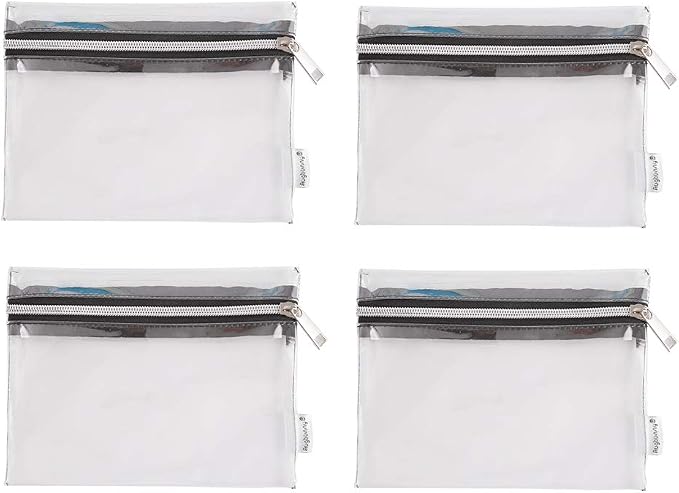 Clear Vinyl Zipper Multi-purpose Waterproof Office Home Supply Organizers toiletry Pouch Tool Bag 4-pack