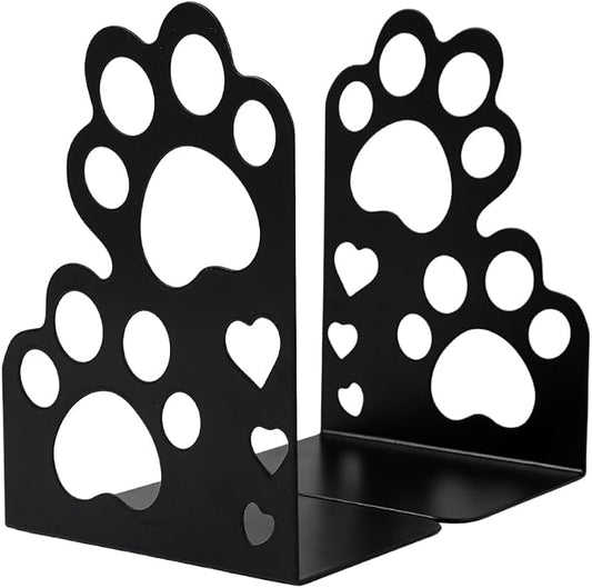 Book Ends, Bookends, Book Ends for Shelves, 2Pair Non Skid Metal Book Divider Decorative Holder, Abstract Art Desgin Book Stopper Supports for Office, Home (Cat Paw)