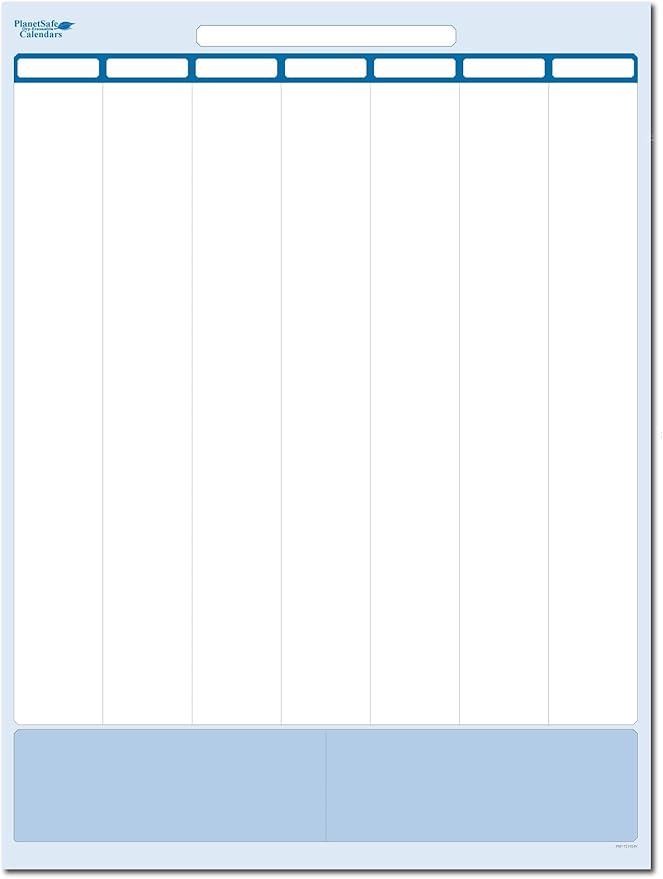 PlanetSafe Planners & Calendars Sky Blue 7-Column Task, Goals & Objective Wall Vertical Organizer 36" x 24" Complete with Marker