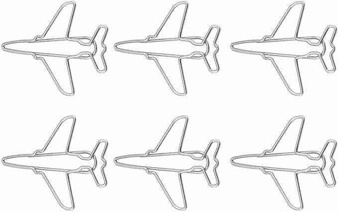 Fydun 10pcs Airplane Shape Paper Clips, Bookmark Marking Tape, Adhesives Fasteners Bookmarks Memo Clamp/Holder Document Organizing Stationery Supplies for Art Projects Scrape Book Office School