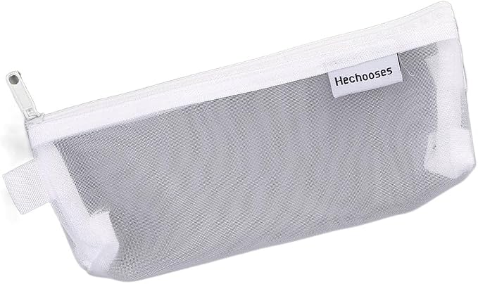 Pokinge 3Pcs Pencil Storage Mesh Pouch Transparent Net Yarn Nylon Pencil Case Portable Cosmetic Bag Stationery Organizer With Zipper For Travel