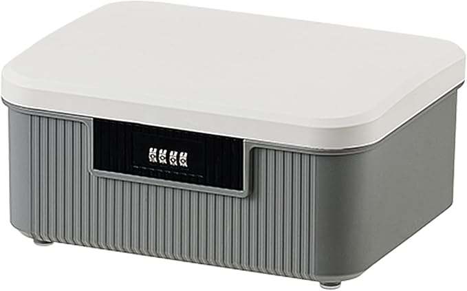 Saim Lockable Storage Box, 2.3 Gallon Heavy-Duty Plastic Storage Container Bin for Office, Home, Dorm Organizer for Documents, Valuables & Supplies, Item Organizer 9 Liter (Gray)
