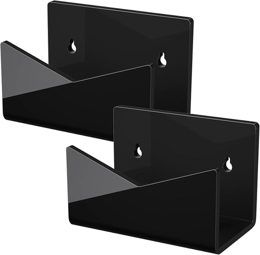 Richboom Acrylic Mail Holder, Envelope Holder for Desk Countertop Letter Holder for Home Office School (1 Section Black - 2 Pack)