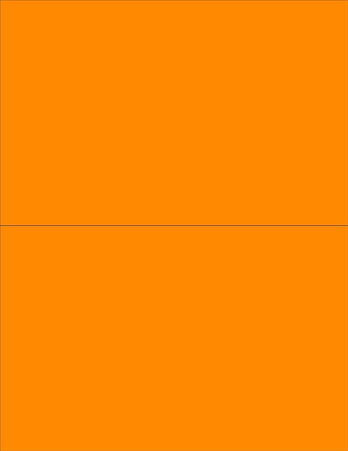 NextDayLabels - 8-1/2 x 11 Neon Color High Light Fluorescent Labels for Laser & Inkjet Printer (Orange Fluorescent, 8-1/2" x 5-1/2" - 2 Per Page | 50 Labels)
