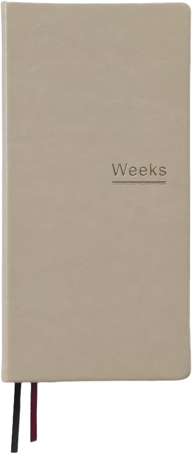 A6 Weekly Planner Undated Weeks Portable Size Organizer Appointment PU Leather Journal Pocket Notebook (Beige)