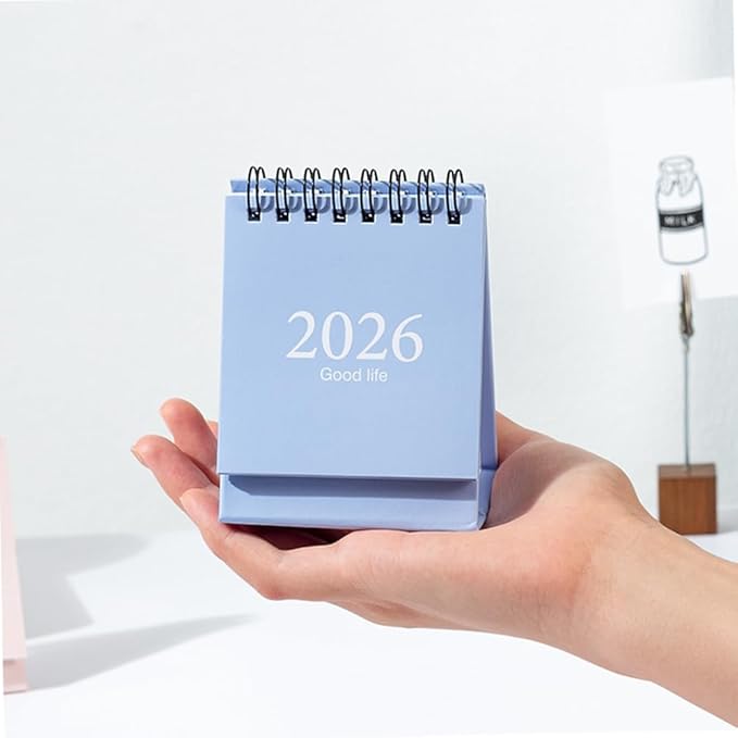 Mini Desk Calendar 2026-2027, January 2026 until July 2027, Small Desk Calendar Standing Flip Monthly Calendar Twin-Wire Binding with Stickers for Home Office School (Black)